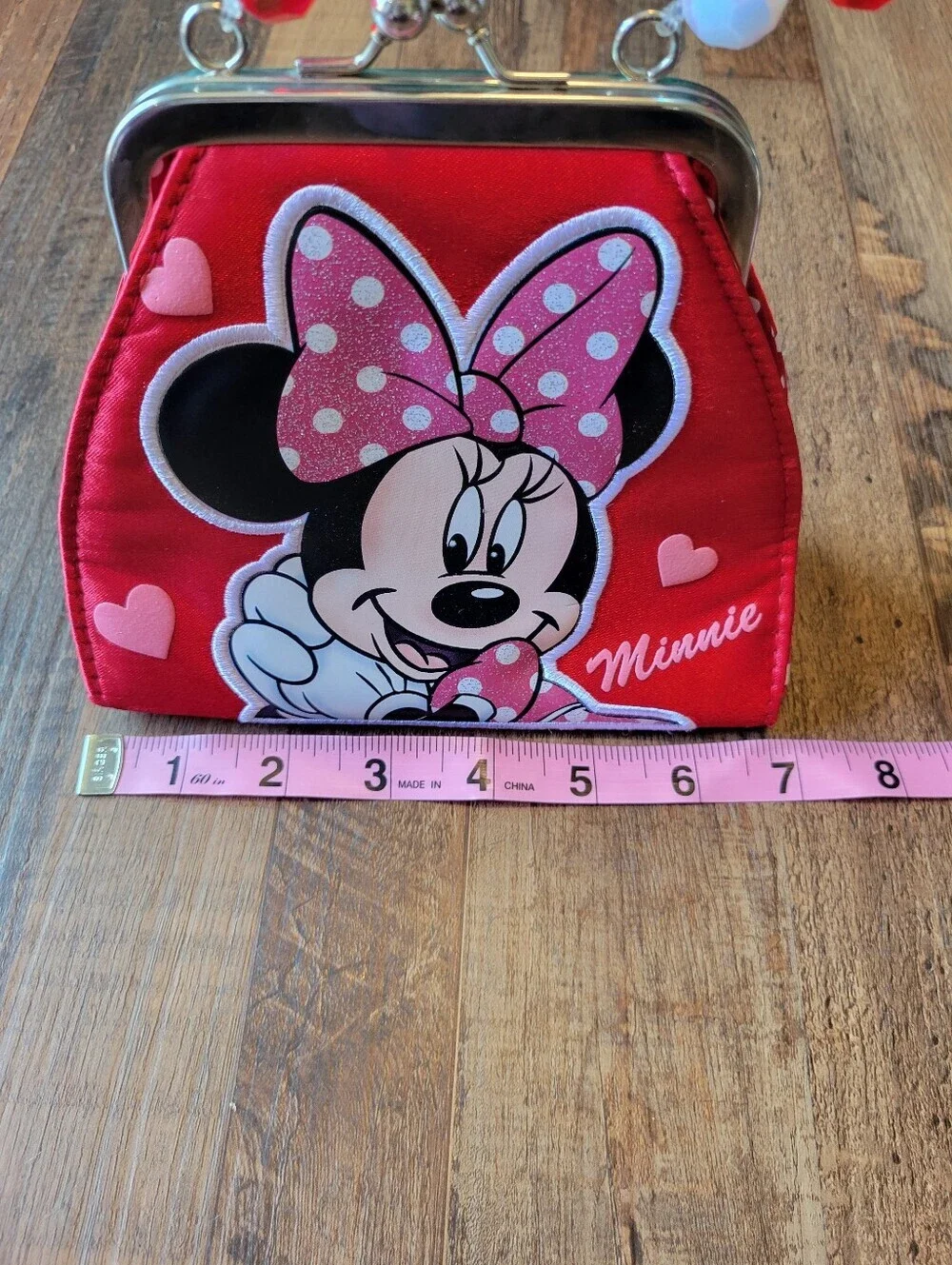 Minnie Mouse Red White Kiss Lock Small Clutch Handbag Purse